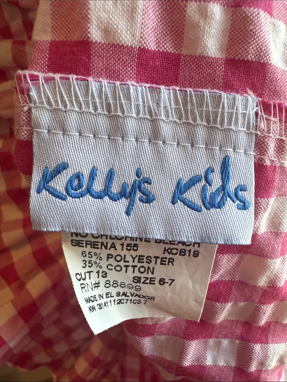Kelly's Kids Pink Gingham Ruffle-Shoulder Dress